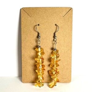 AMBER Dyed Quartz Healing Crystal Stone Chip Dangle Earrings